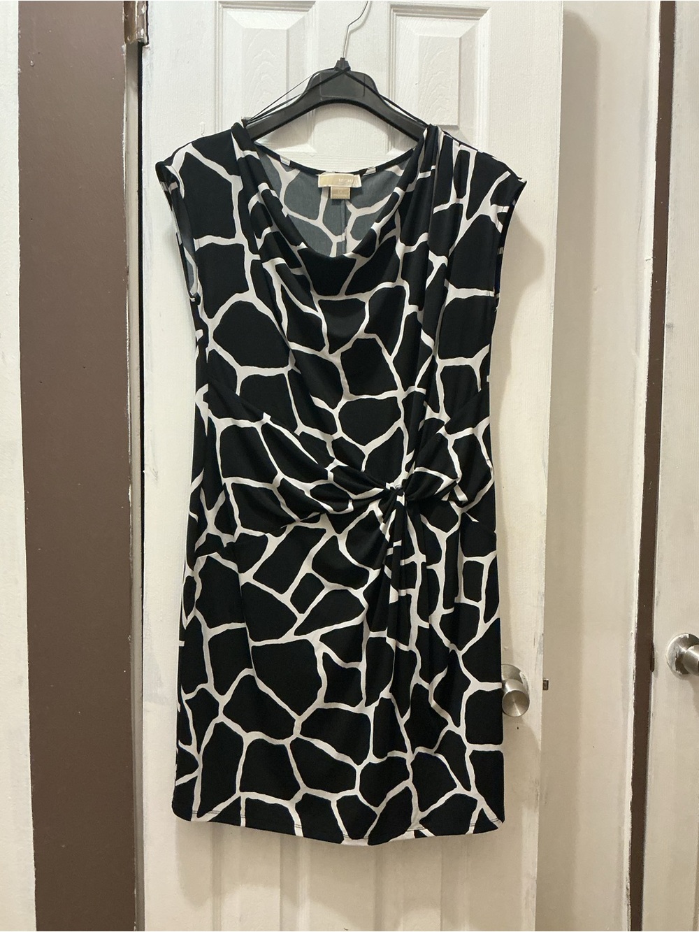 MICHAEL Michael Kors Black & White Giraffe-Print Midi Dress